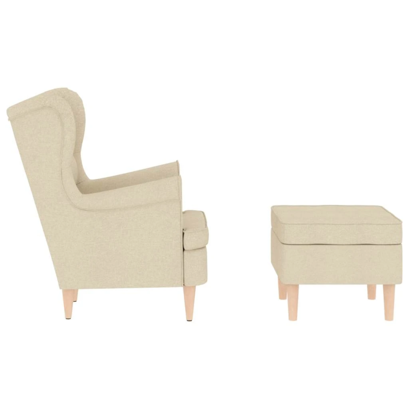 vidaXL atpūtas krēsls ar kāju soliņu, krēmkrāsas audums