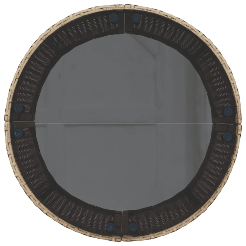 vidaXL dārza dīvāns ar galdiņu&matračiem apaļš bēša PE rotangpalma