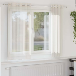 vidaXL voile aizkari ar starplikām, 2 gab., krēmkrāsa, 140x140 cm