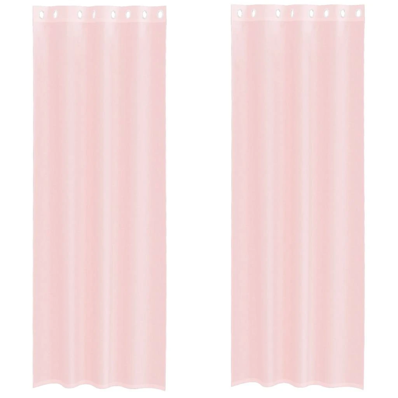 vidaXL voile aizkari ar starplikām, 2 gab., gaiši rozā, 140x260 cm