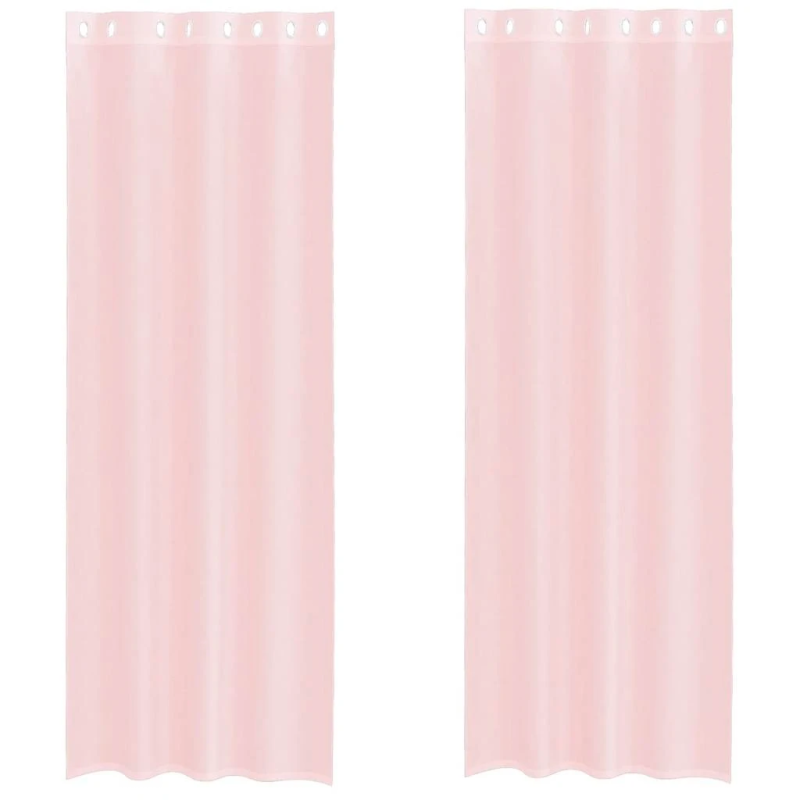 vidaXL voile aizkari ar starplikām, 2 gab., gaiši rozā, 140x300 cm