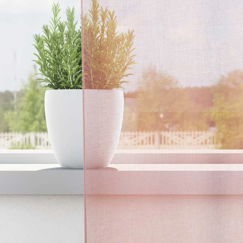 vidaXL voile aizkari ar starplikām, 2 gab., gaiši rozā, 140x300 cm