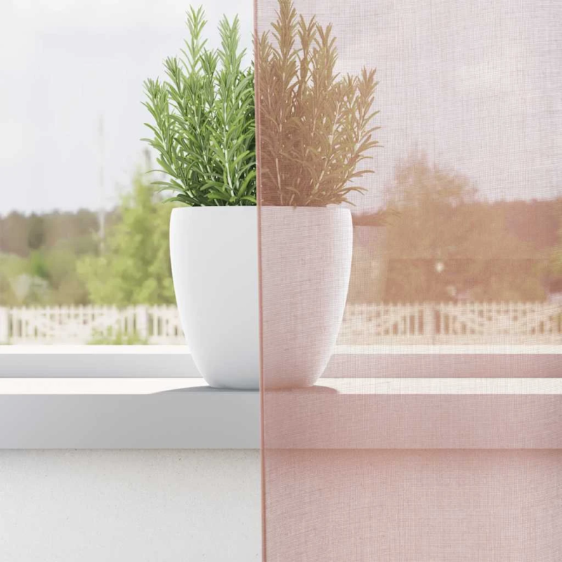 vidaXL voile aizkari ar starplikām, 2 gab., rozā, 140x225 cm