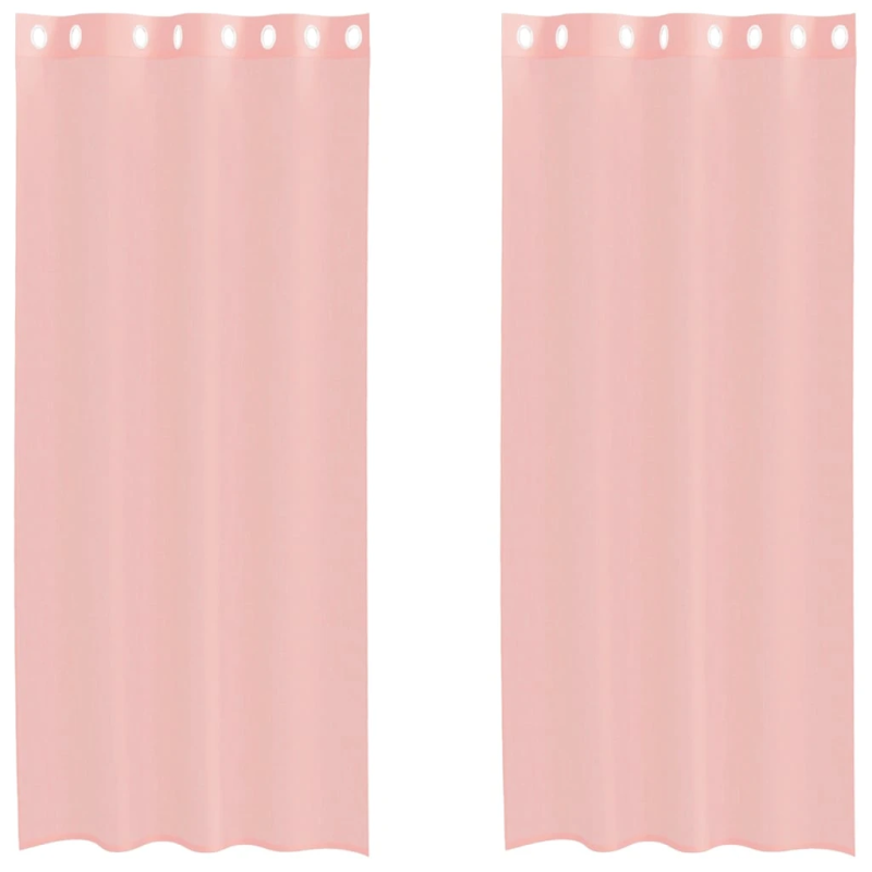 vidaXL voile aizkari ar starplikām, 2 gab., rozā, 140x225 cm
