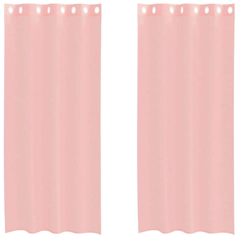 vidaXL voile aizkari ar starplikām, 2 gab., rozā, 140x245 cm