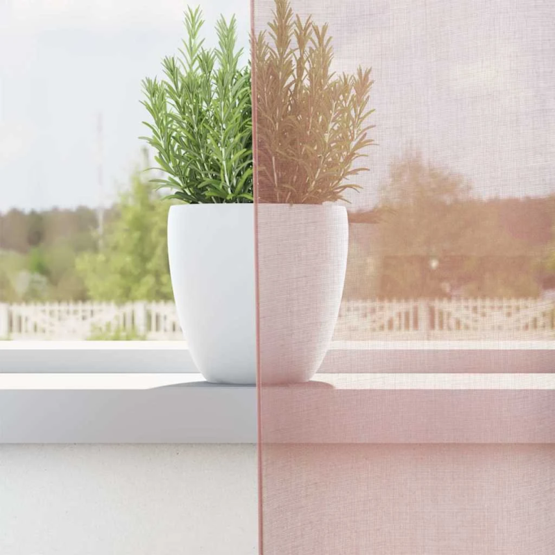 vidaXL voile aizkari ar starplikām, 2 gab., rozā, 140x245 cm