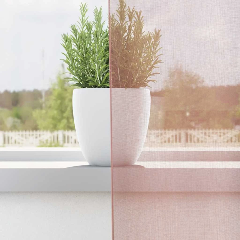 vidaXL voile aizkari ar starplikām, 2 gab., rozā, 140x300 cm