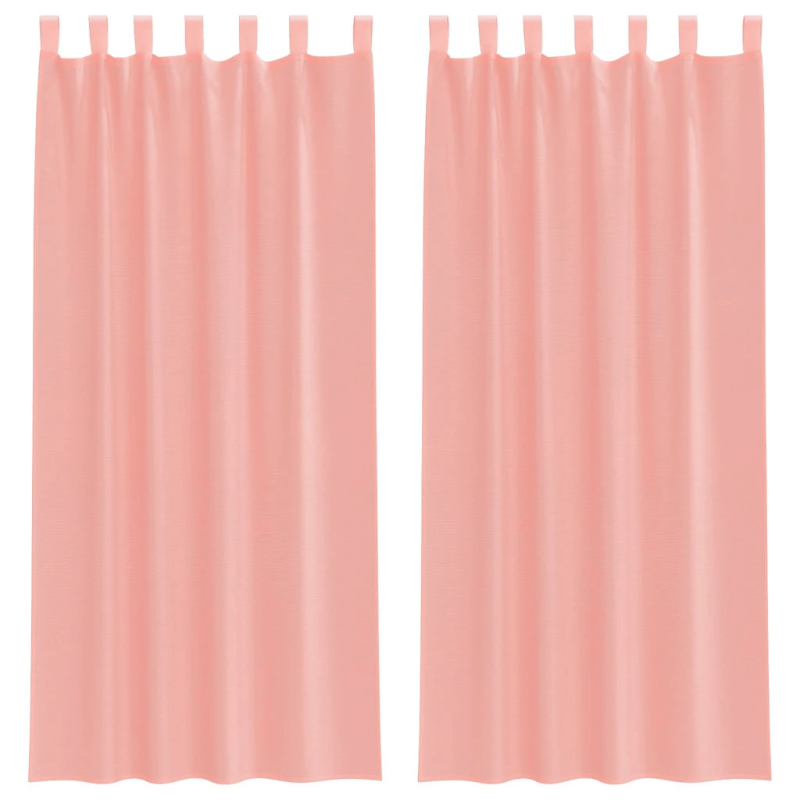 vidaXL voile aizkari ar stieņu kabatām, 2 gab., rozā