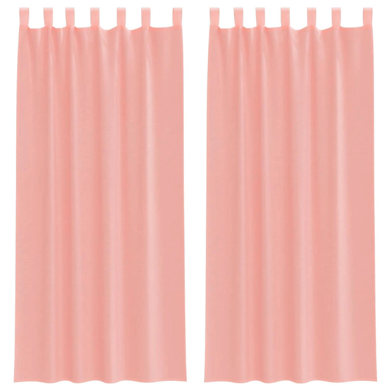 vidaXL voile aizkari ar stieņu kabatām, 2 gab., rozā
