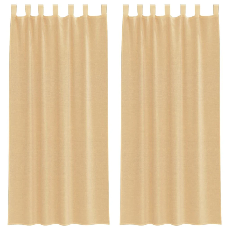 vidaXL voile aizkari ar stieņu kabatām, 2 gab., smilšu krāsa