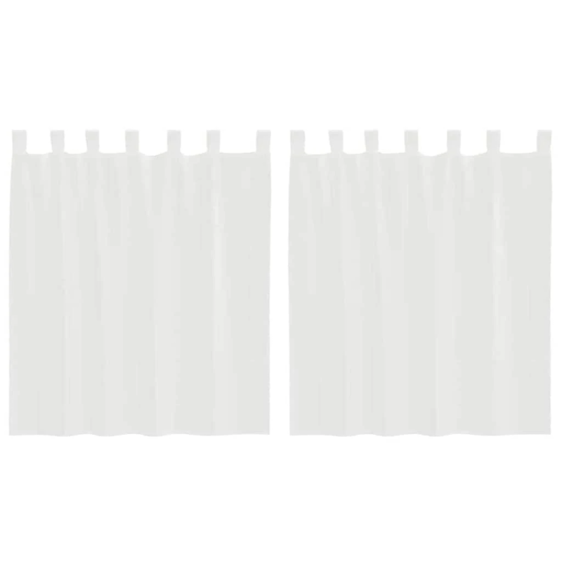vidaXL voile aizkari ar stieņu kabatām, 2 gab., balti