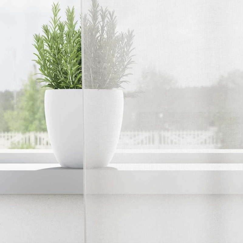 vidaXL voile aizkari ar stieņu kabatām, 2 gab., balti