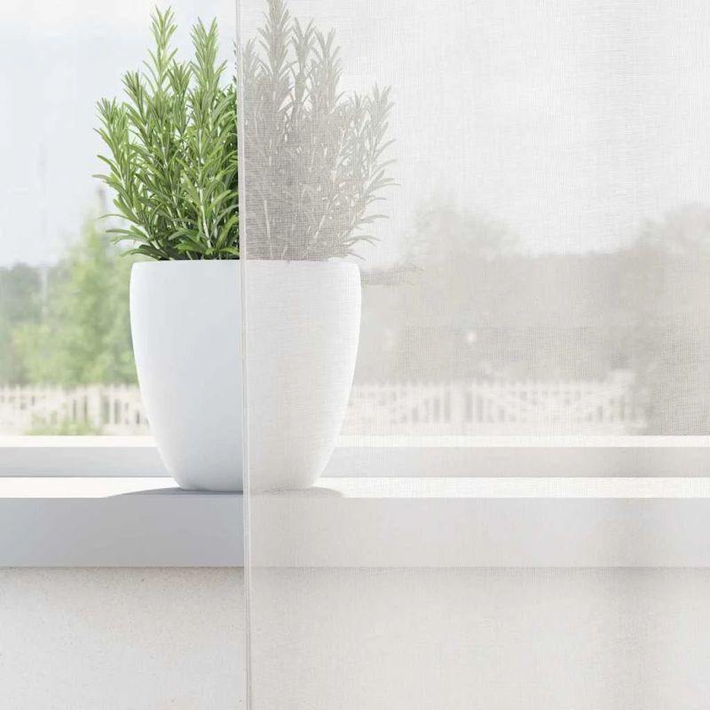 vidaXL voile aizkari ar stieņu kabatām, 2 gab., balti