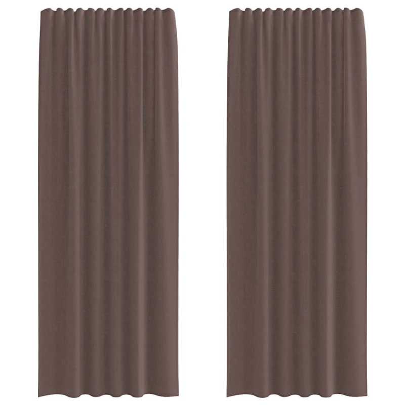 vidaXL voile aizkari ar cilni, 2 gab., brūni