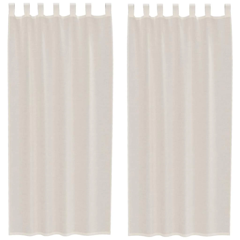 vidaXL voile aizkari ar cilni, 2 gab., krēmkrāsa