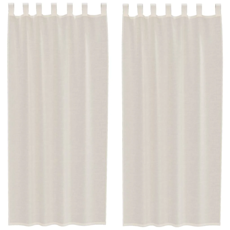 vidaXL voile aizkari ar cilni, 2 gab., krēmkrāsa