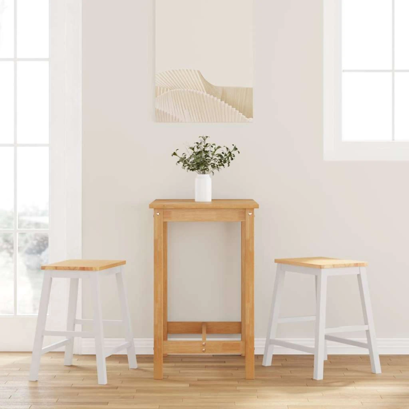 vidaXL Bāra krēsli 2 gab. Balta masīvkoka gumija