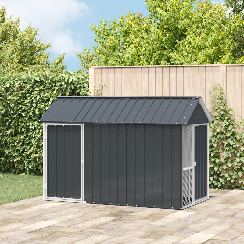 vidaXL Putnu būris Antracīts 215 x 112 x 141 cm Cinkots tērauds