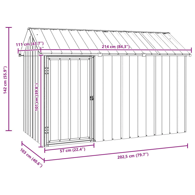 vidaXL Putnu būris Antracīts 215 x 112 x 141 cm Cinkots tērauds