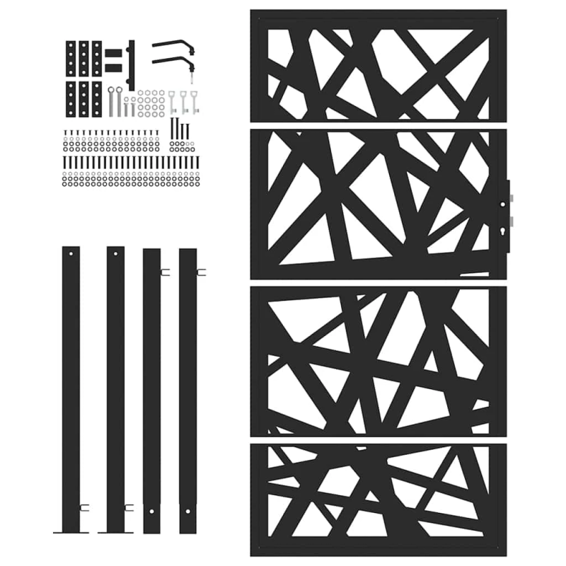 vidaXL dārza vārti, melni, 100x175 cm, tērauds, ar gaismas dizainu