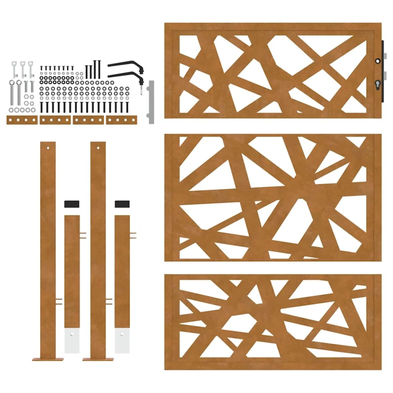 vidaXL dārza vārti, 100x125 cm, laikapstākļiem izturīgs tērauds, ar gaismas dizainu