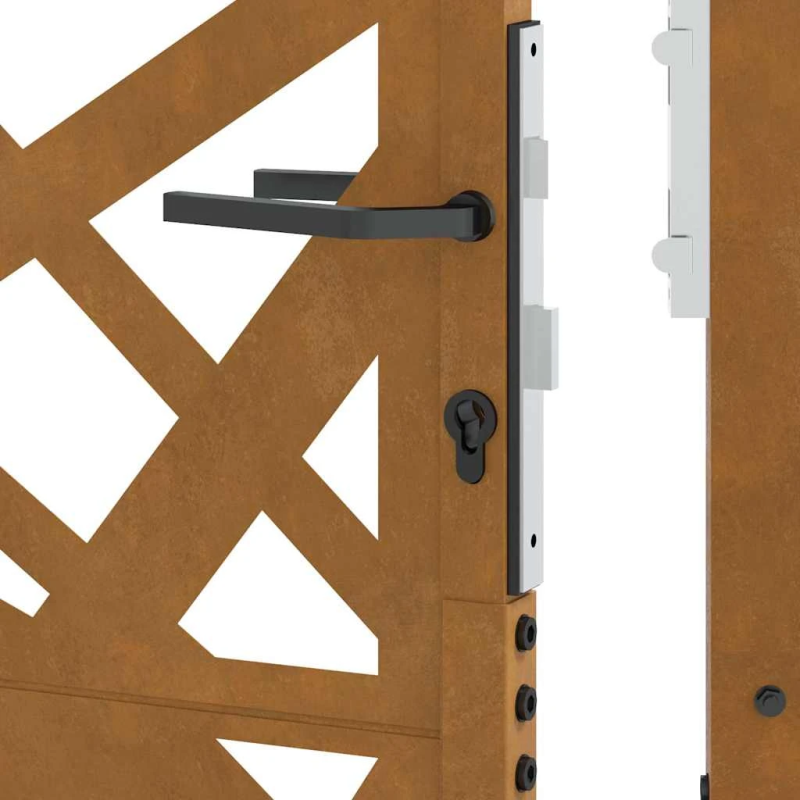 vidaXL dārza vārti, 100x125 cm, laikapstākļiem izturīgs tērauds, ar gaismas dizainu