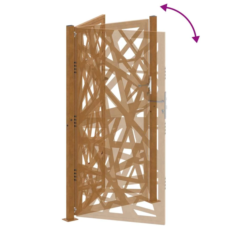 vidaXL dārza vārti, 100x175 cm, laikapstākļiem izturīgs tērauds, ar gaismas dizainu