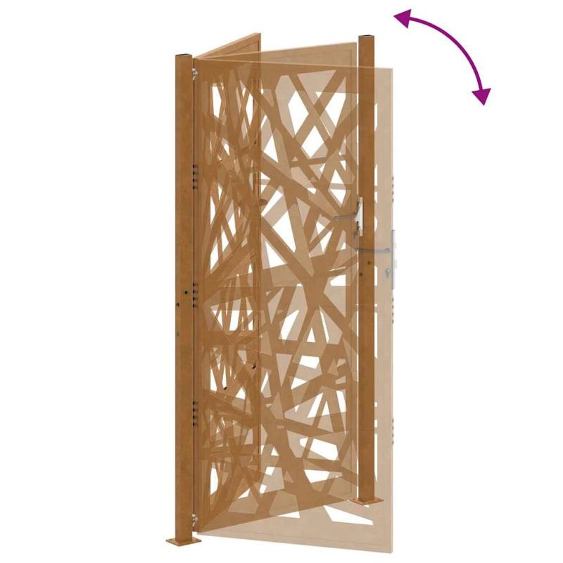 vidaXL dārza vārti, 100x200 cm, laikapstākļiem izturīgs tērauds, ar gaismas dizainu