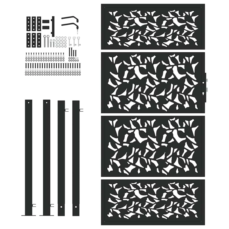 vidaXL dārza vārti, melni, 100x175 cm, tērauda lapu dizains