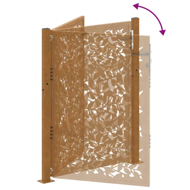 vidaXL dārza vārti, 100x125 cm, laikapstākļiem izturīgs tērauds, lapu dizains