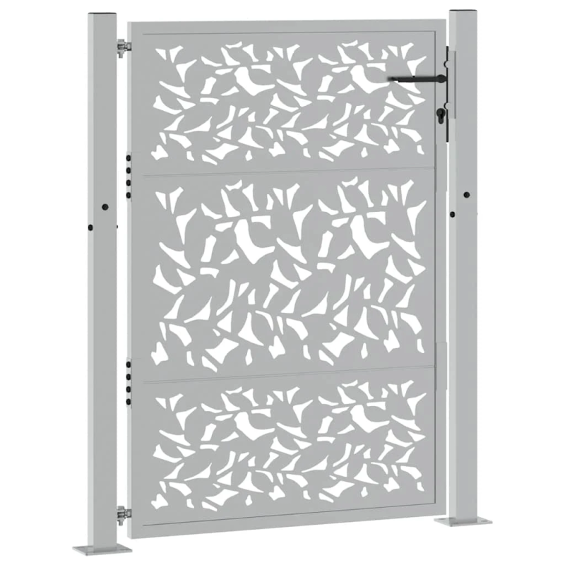 vidaXL dārza vārti, 100x125 cm, laikapstākļiem izturīgs tērauds, lapu dizains