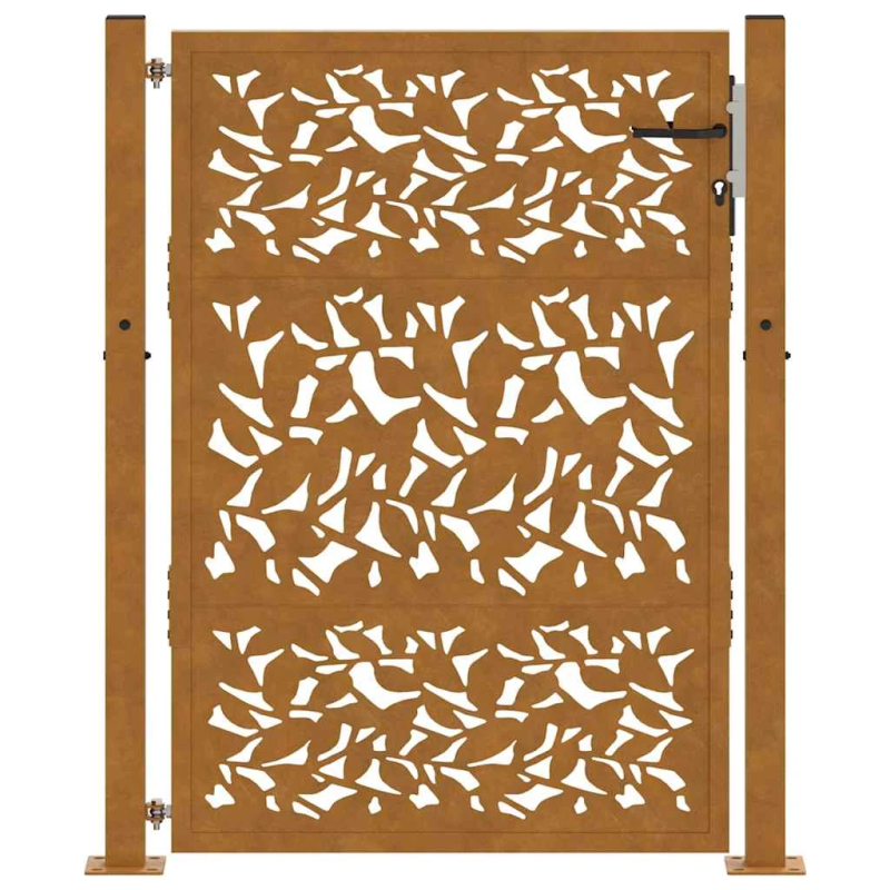 vidaXL dārza vārti, 100x125 cm, laikapstākļiem izturīgs tērauds, lapu dizains