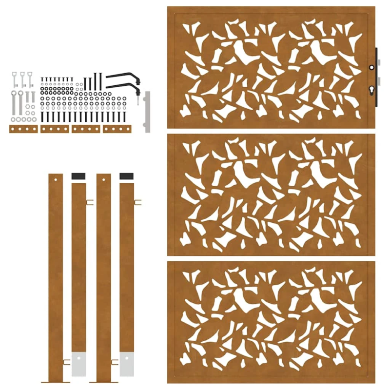 vidaXL dārza vārti, 100x150 cm, laikapstākļiem izturīgs tērauds, lapu dizains