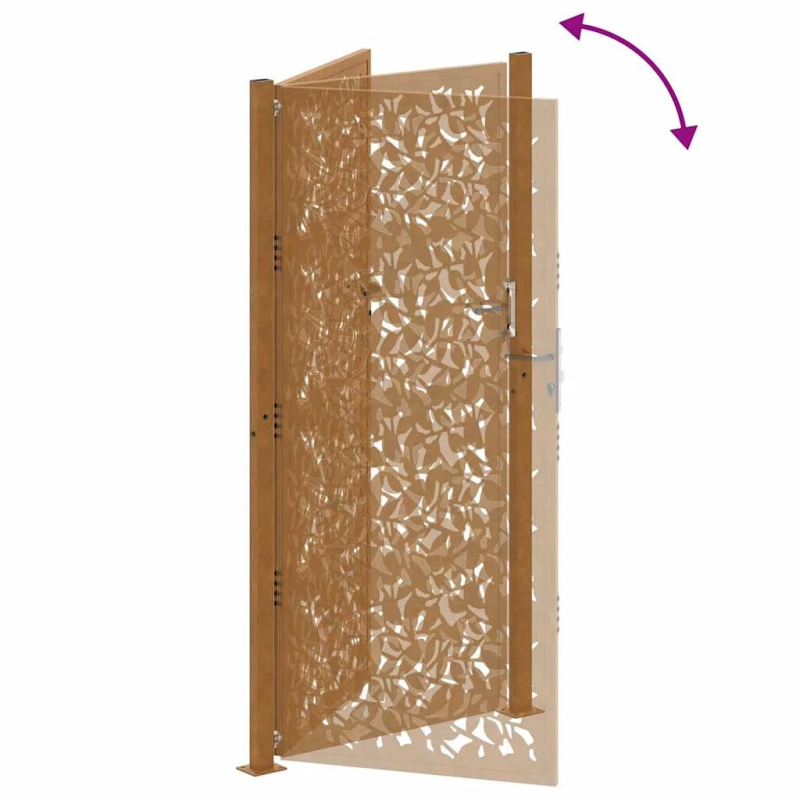 vidaXL dārza vārti, 100x200 cm, laikapstākļiem izturīgs tērauds, lapu dizains