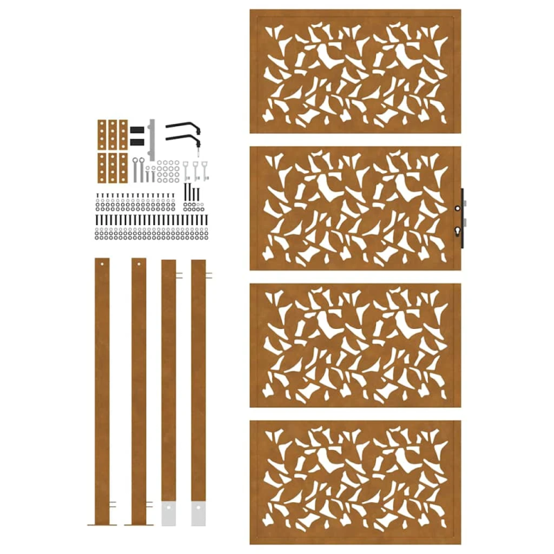 vidaXL dārza vārti, 100x200 cm, laikapstākļiem izturīgs tērauds, lapu dizains