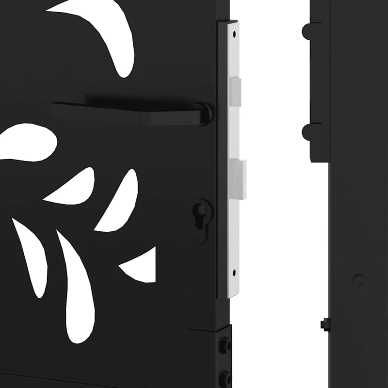 vidaXL dārza vārti, melni, 100x175 cm, tērauds, viļņu dizains