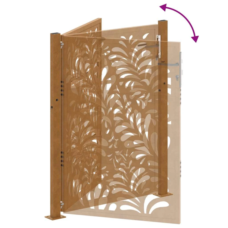 vidaXL dārza vārti, 100x125 cm, atmosfēras izturīgs tērauds, viļņveida dizains