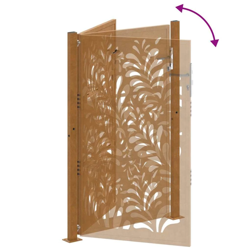 vidaXL dārza vārti, 100x150 cm, atmosfēras izturīgs tērauds, viļņveida dizains