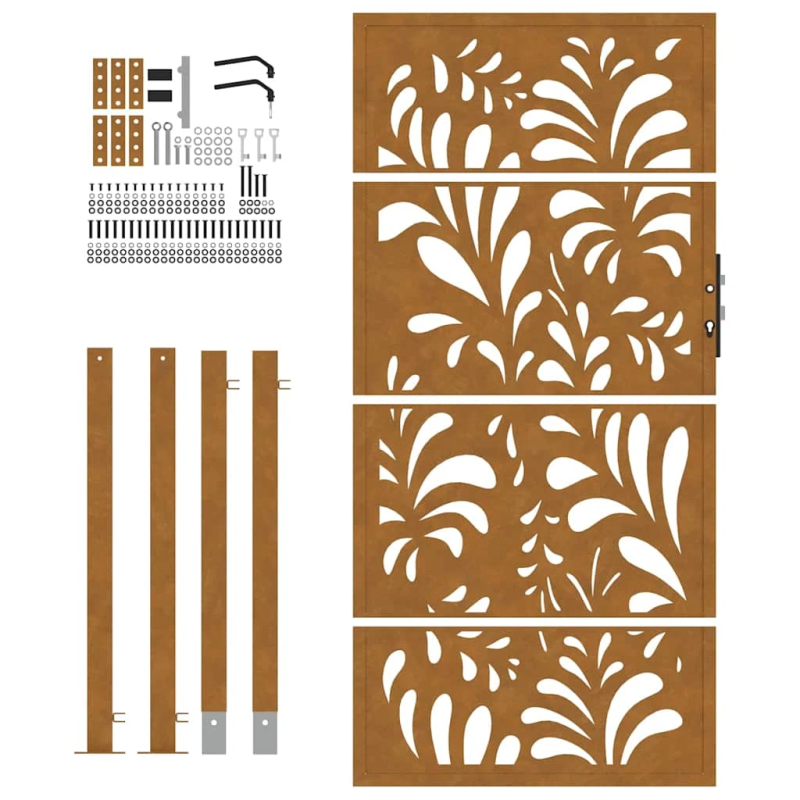 vidaXL dārza vārti, 100x175 cm, atmosfēras izturīgs tērauds, viļņveida dizains