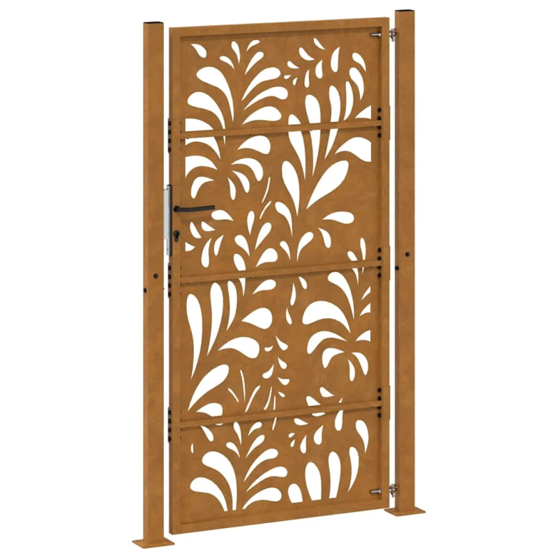 vidaXL dārza vārti, 100x175 cm, atmosfēras izturīgs tērauds, viļņveida dizains