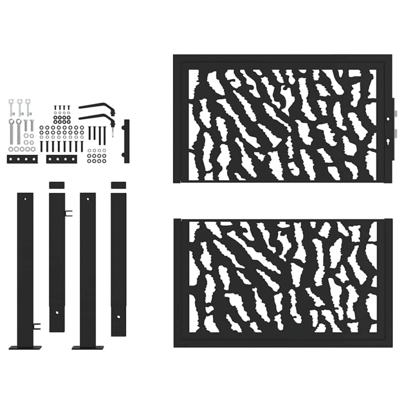 vidaXL dārza vārti, melni, 100x100 cm, tērauda vadotnes,