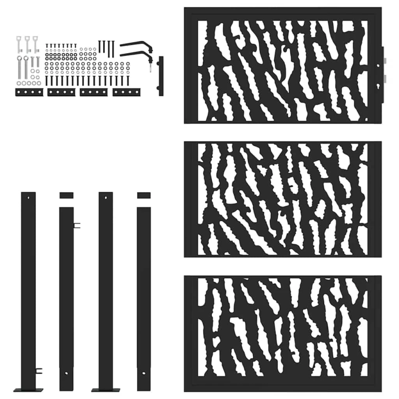 vidaXL dārza vārti, melni, 100x150 cm, tērauda vadotnes, dizains