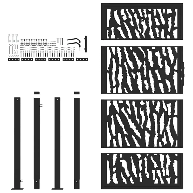 vidaXL dārza vārti, melni, 100x175 cm, tērauda vadotnes, dizains