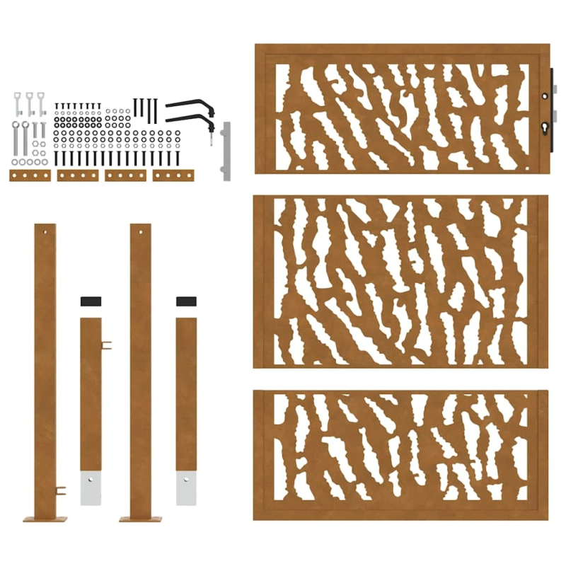 vidaXL dārza vārti, 100x125 cm, laikapstākļiem izturīgs tērauds, vadlīniju dizains