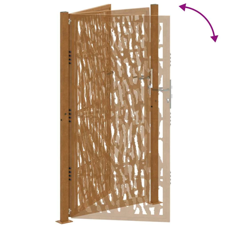 vidaXL dārza vārti, 100x175 cm, laikapstākļiem izturīgs tērauds, vadlīniju dizains