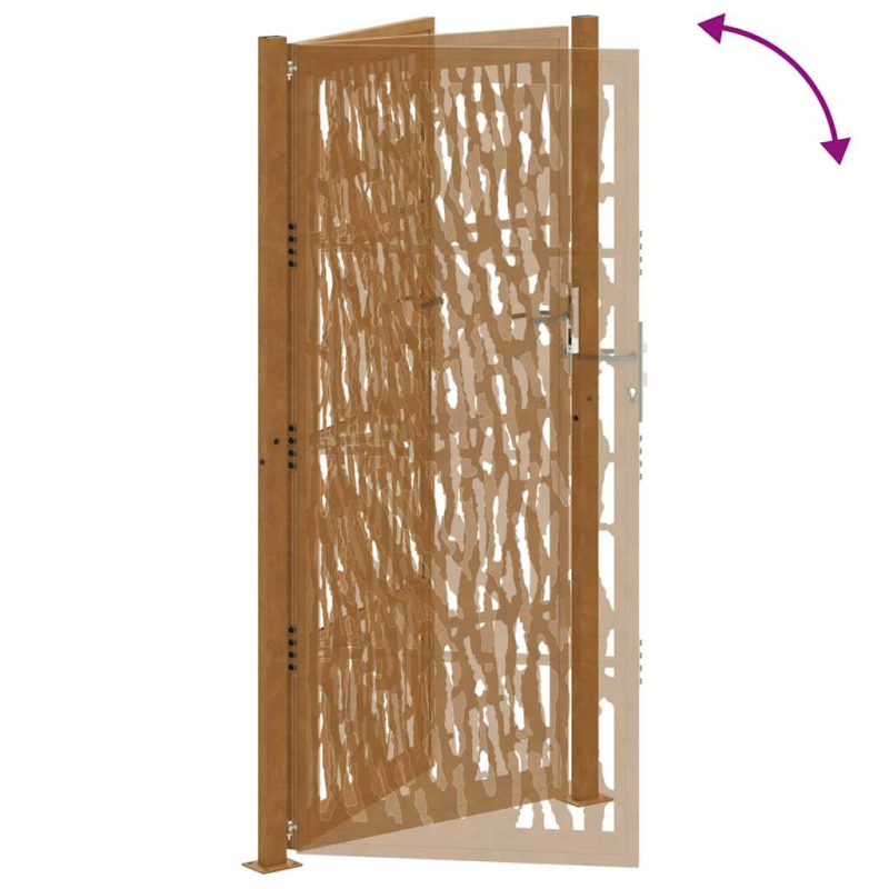 vidaXL dārza vārti, 100x200 cm, atmosfēras izturīgs tērauds, vadlīniju dizains