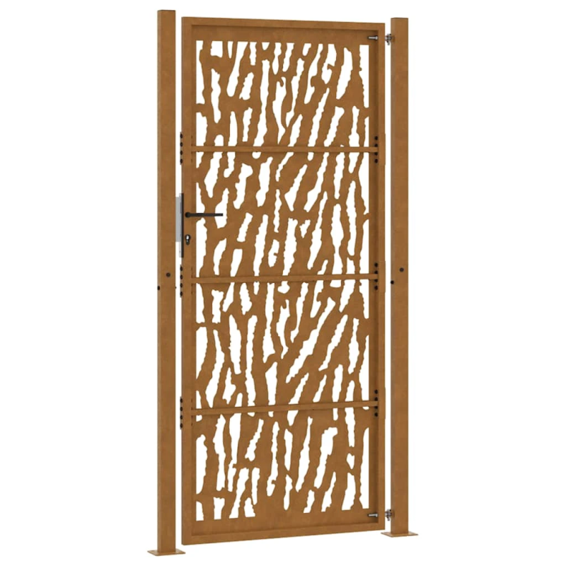 vidaXL dārza vārti, 100x200 cm, atmosfēras izturīgs tērauds, vadlīniju dizains