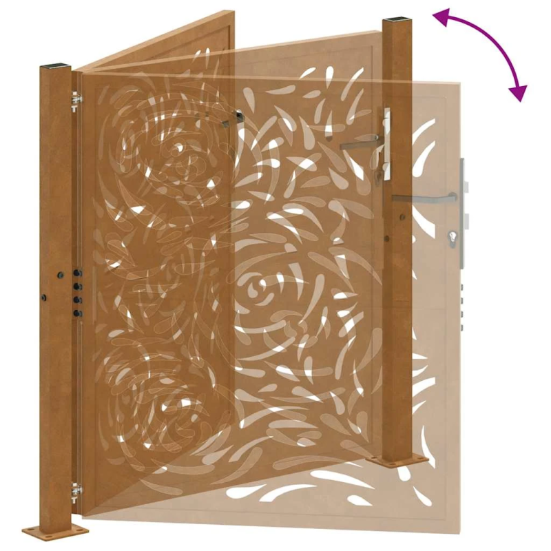 vidaXL dārza vārti, 100x100 cm, izturīgi tērauda vārti, liesmas dizains