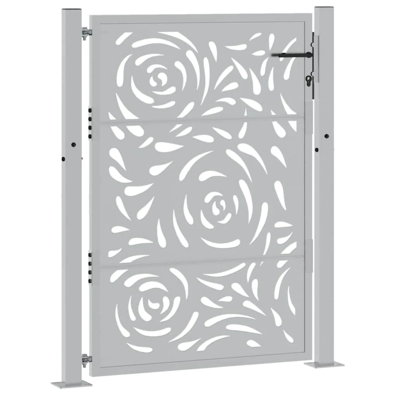 vidaXL dārza vārti, 100x125 cm, laikapstākļiem izturīgs tērauds, liesmas dizains