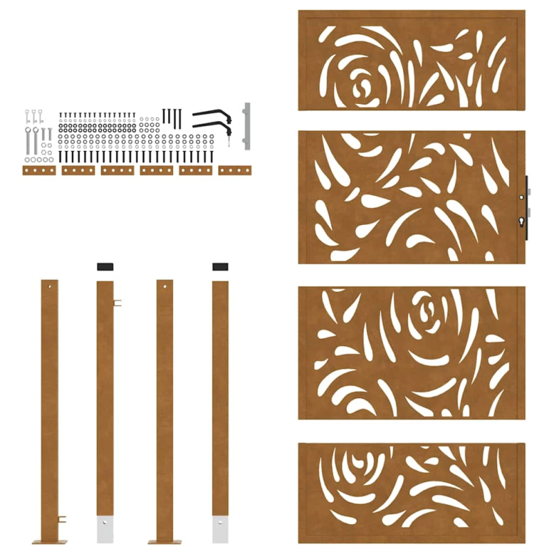 vidaXL dārza vārti, 100x175 cm, laikapstākļiem izturīgs tērauds, liesmas dizains